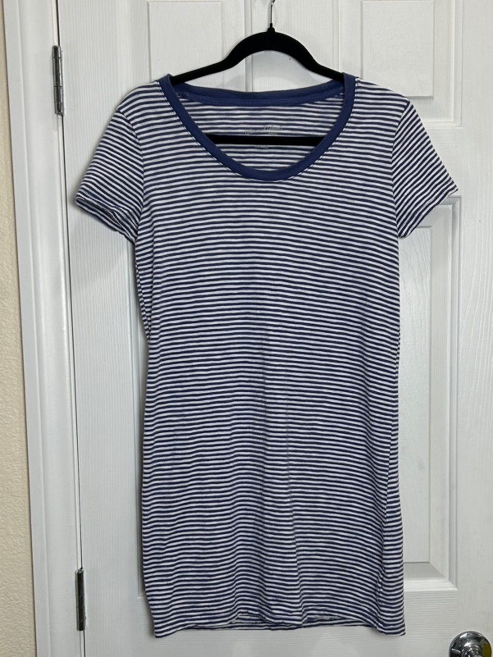 Universal Thread Navy & White Striped Short Sleeve Cotton Mini Dress